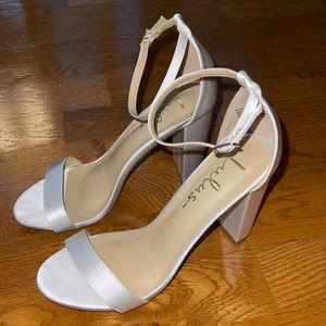 Ivory Satin Ankle Strap Heels